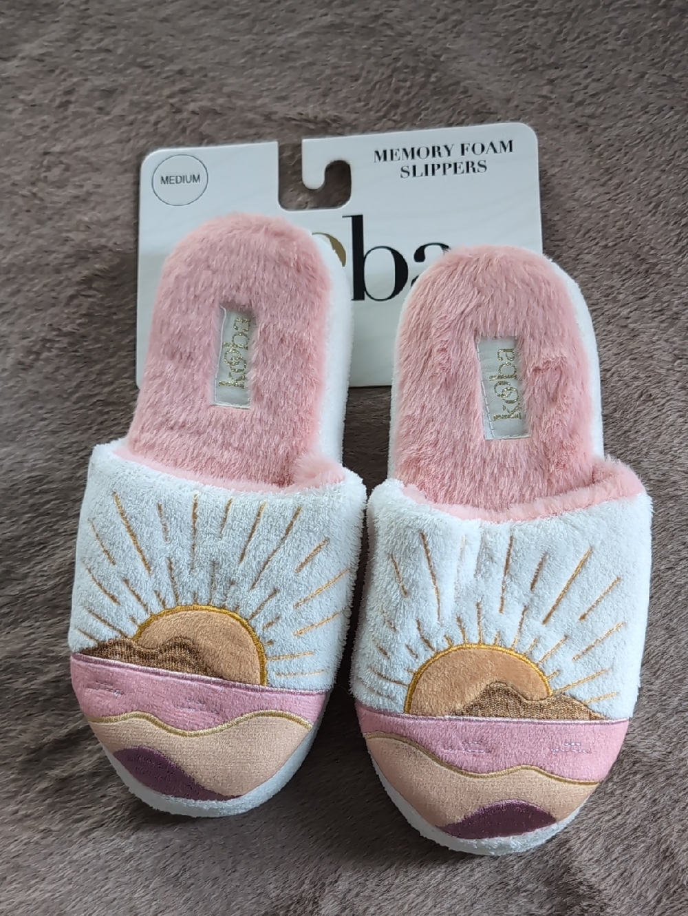 🆕 Kooba Pink and White Memory Foam Sunset Slippers